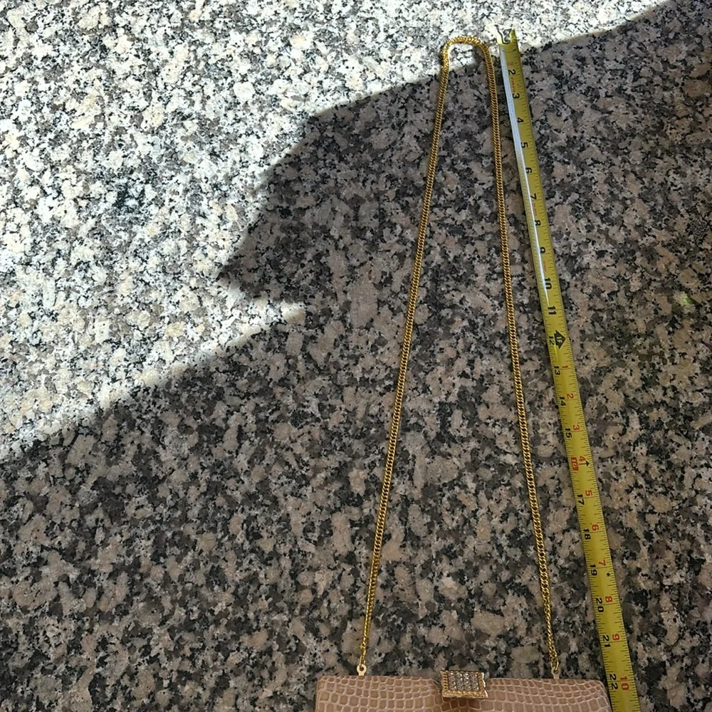 Hard shell Evening Bag Gold Alligator pattern rhizome clasp